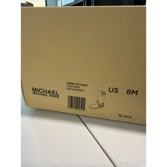 Michael Kors Crosby Black Leather Moto Boot Sz 8 New - Picture 9 of 9